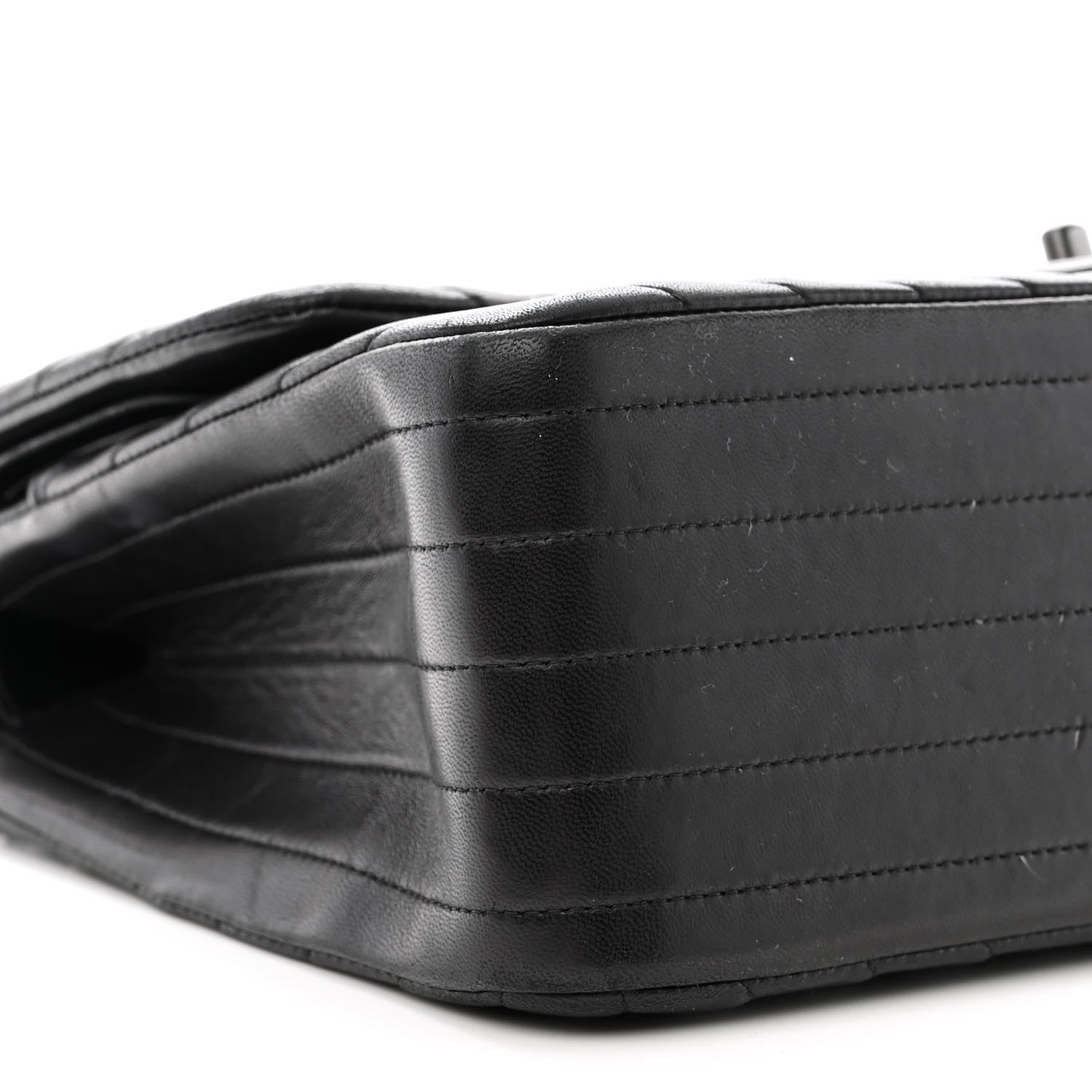 Chanel Lambskin Chevron Quilted Jumbo Double Flap So Black 9 of 15
