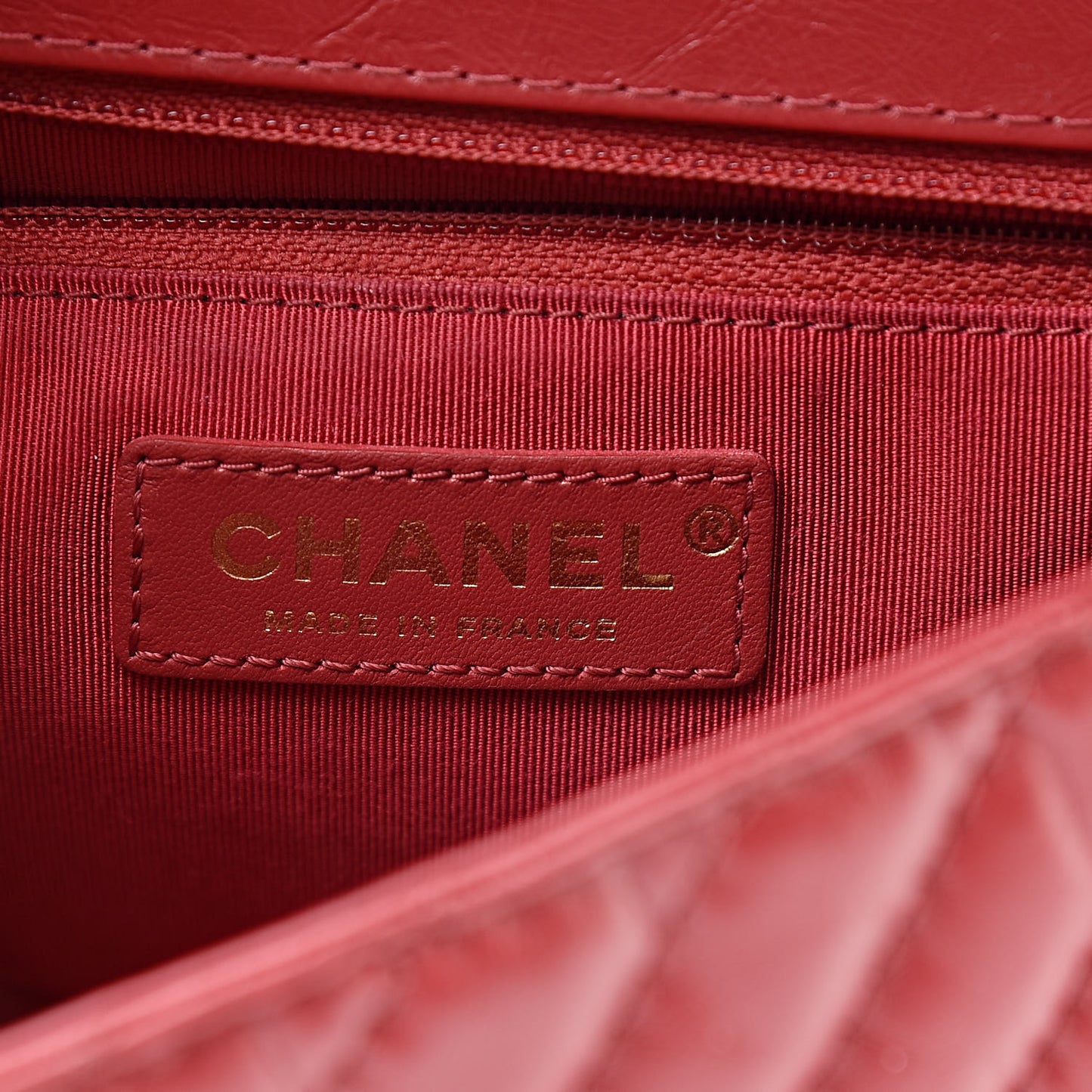Calfskin Chevron Quilted Top Handle Flap Red