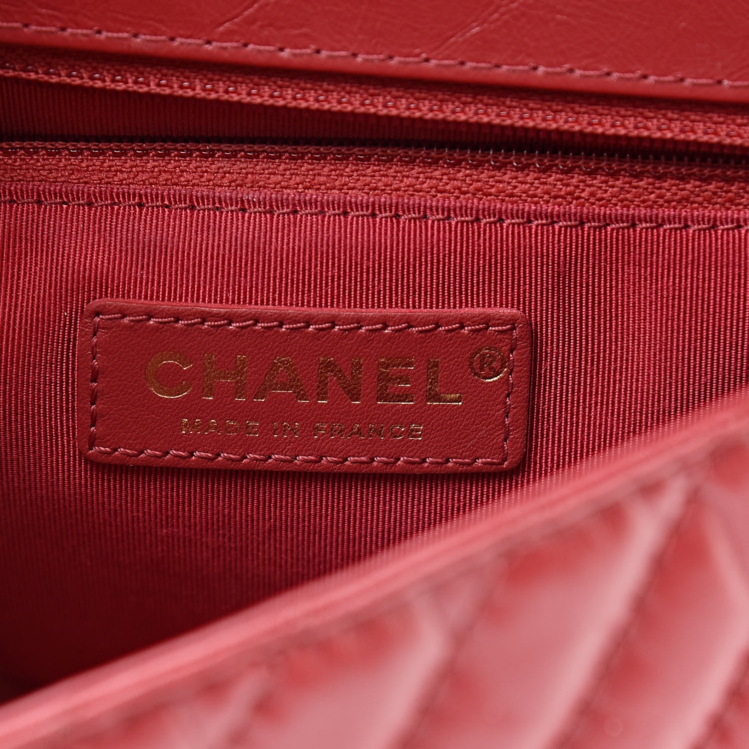 Chanel Calfskin Chevron Quilted Top Handle Flap Red 6 of 10