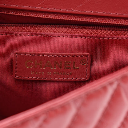 Chanel Calfskin Chevron Quilted Top Handle Flap Red 6 of 10
