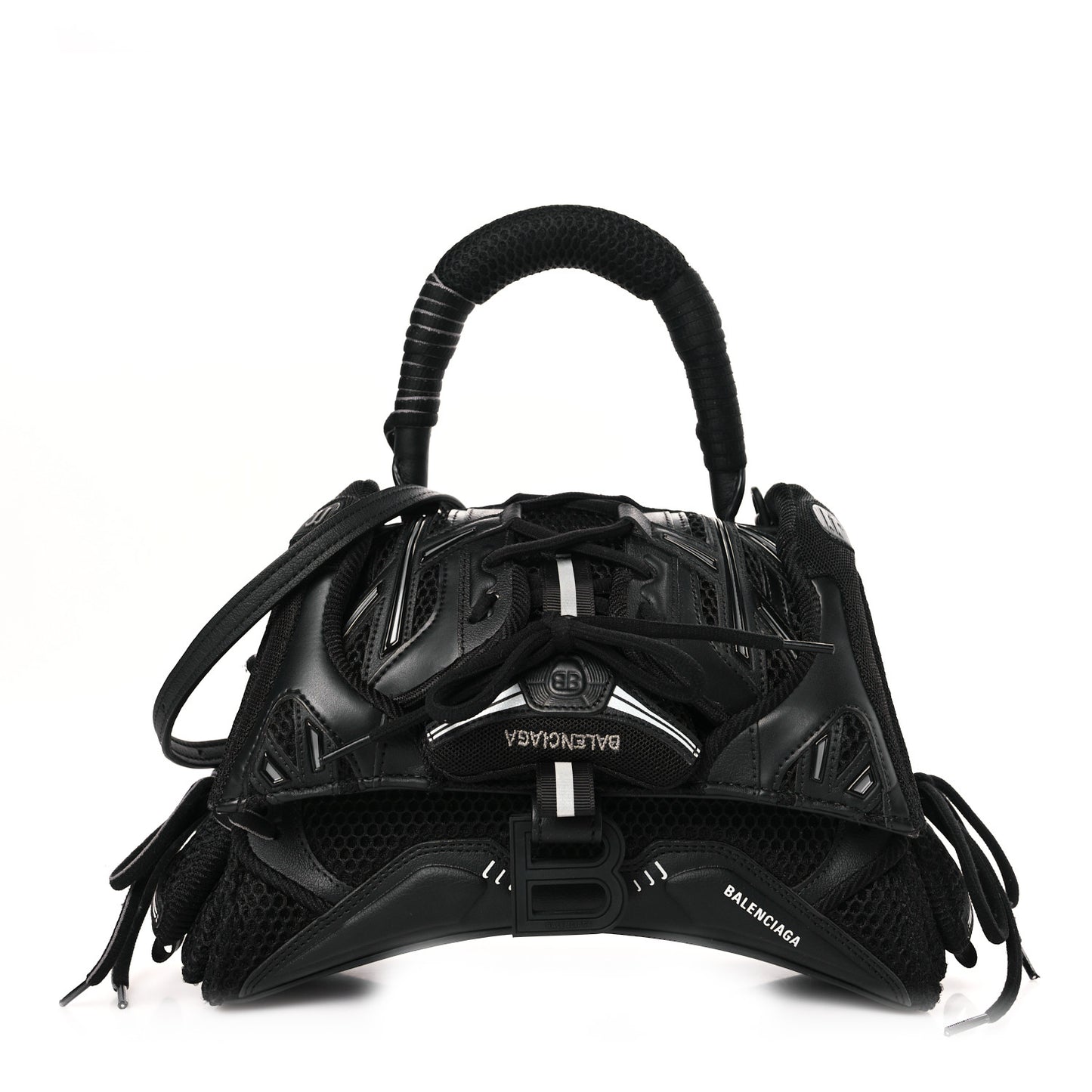 Faux Calfskin Fabric Small Sneakerhead Top Handle Bag Black