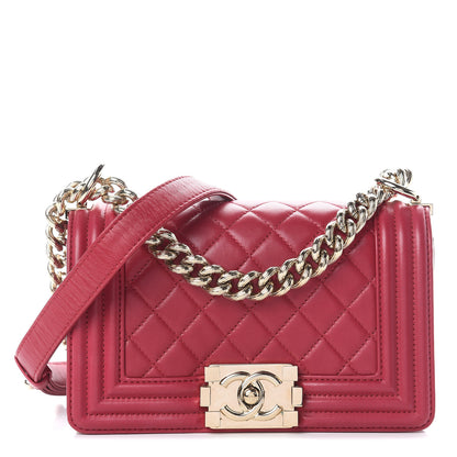 Chanel Lambskin Quilted Small Boy Flap Dark Pink 1 of 8