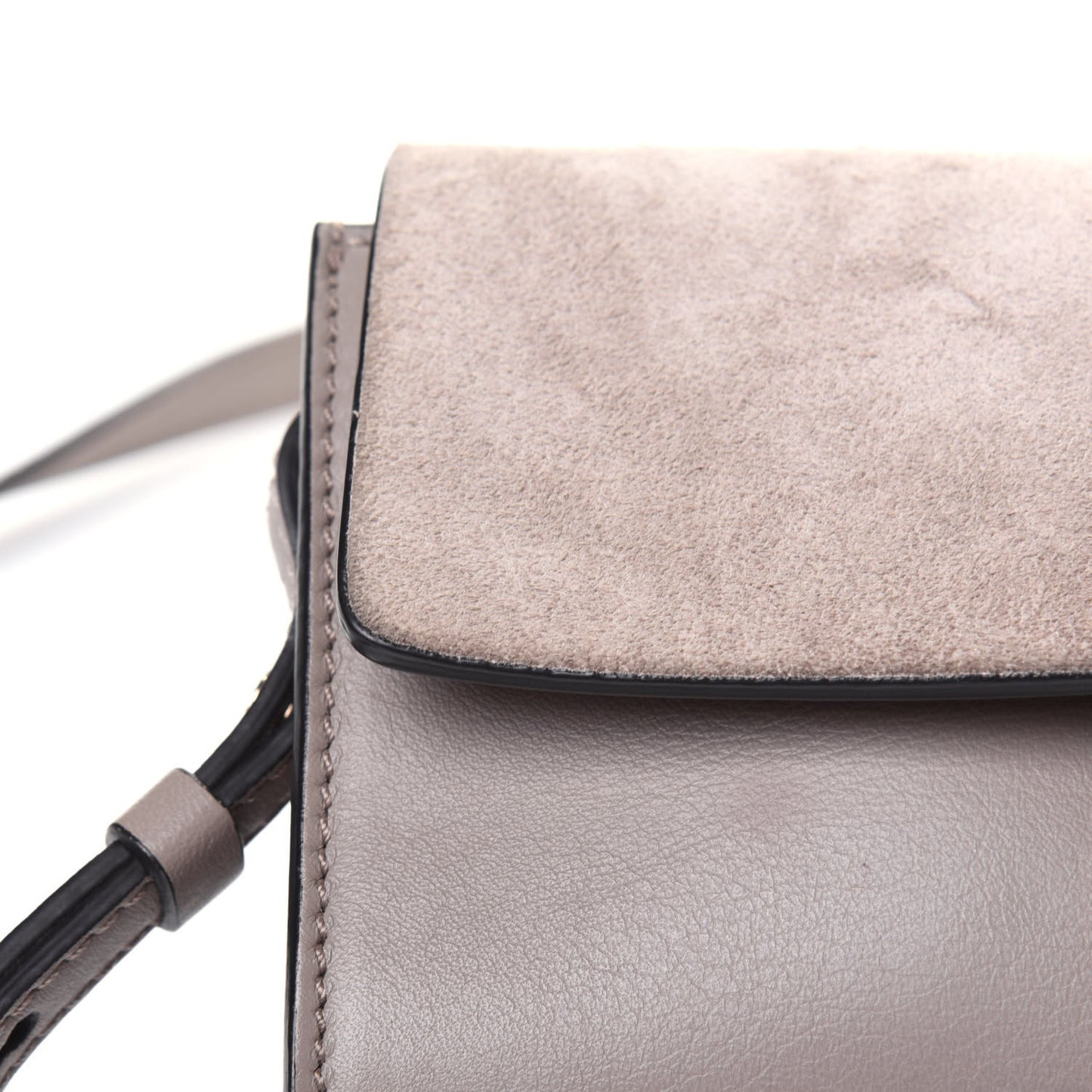 Suede Calfskin Mini Faye Shoulder Bag Motty Grey