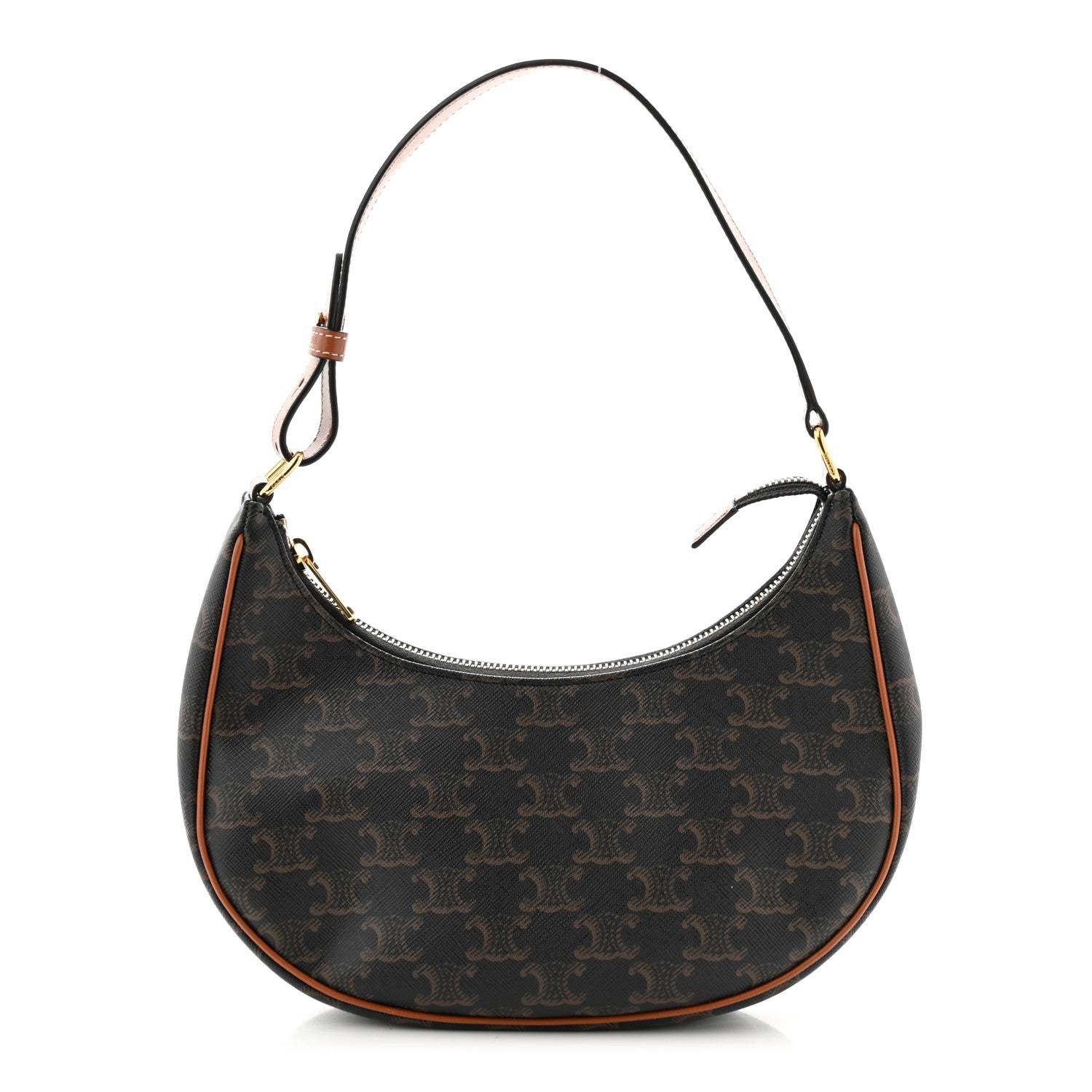 Celine Triomphe Canvas Calfskin Ava Shoulder Bag Tan 1 of 10