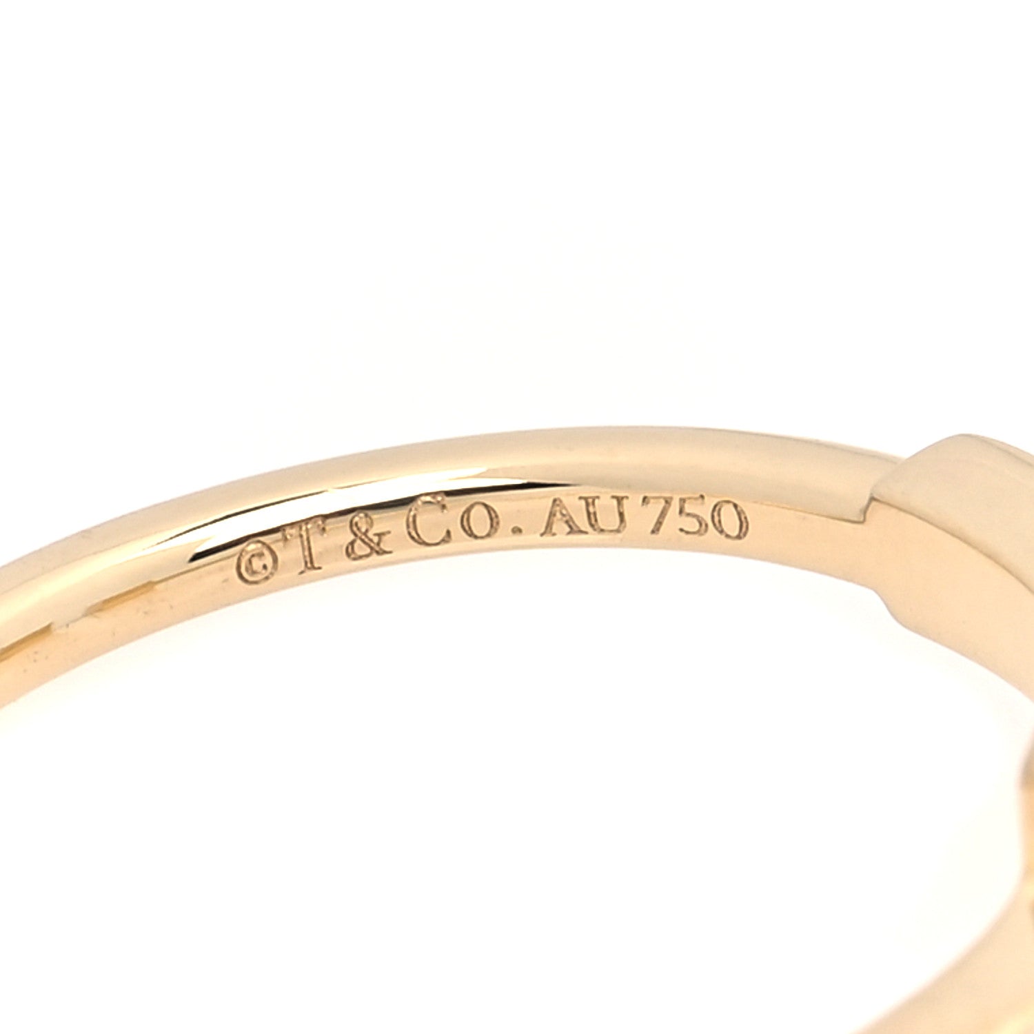 Tiffany 18K Yellow Gold Diamond T Wire Ring 48 4.5 4 of 5