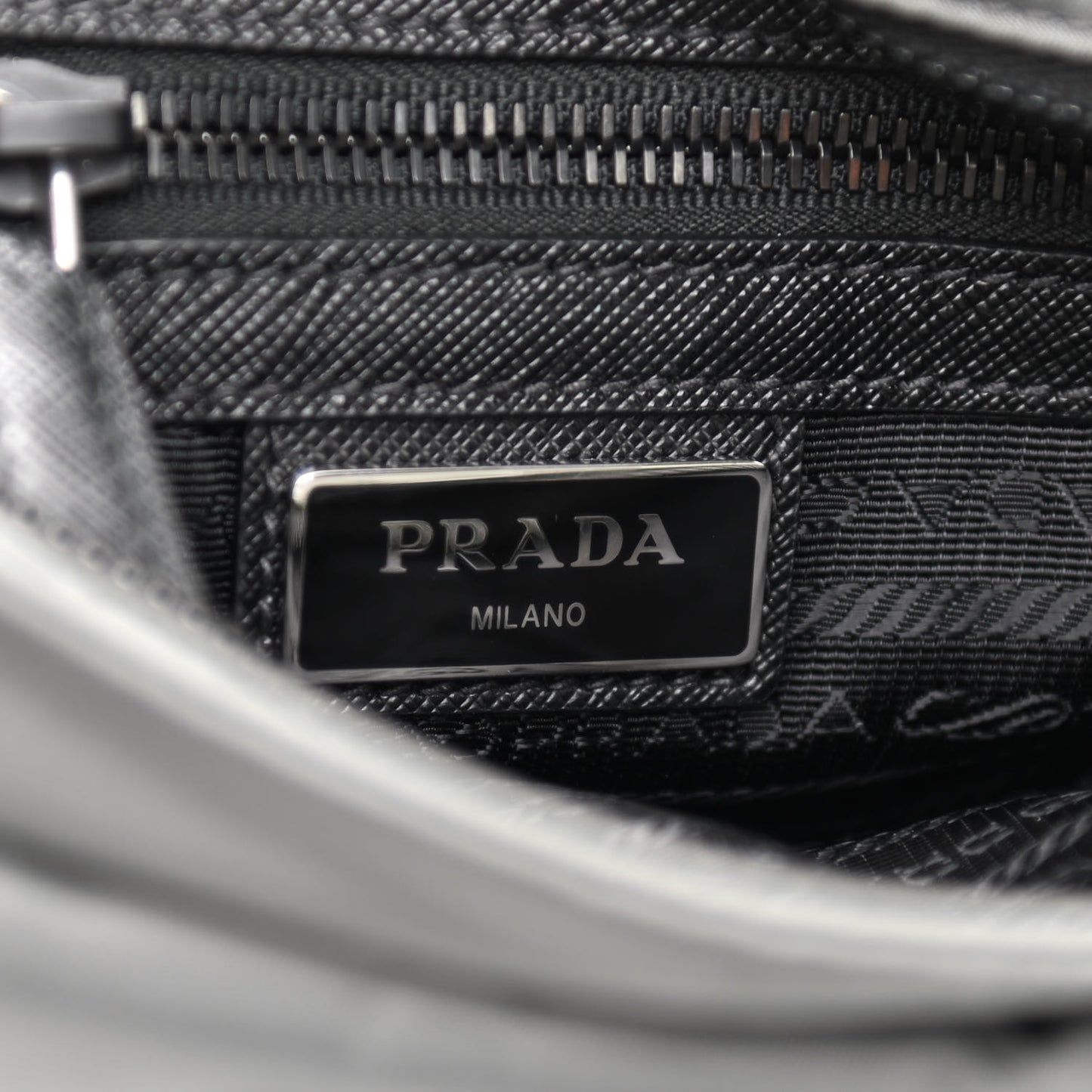 Tessuto Nylon Saffiano Messenger Bag Black Grey