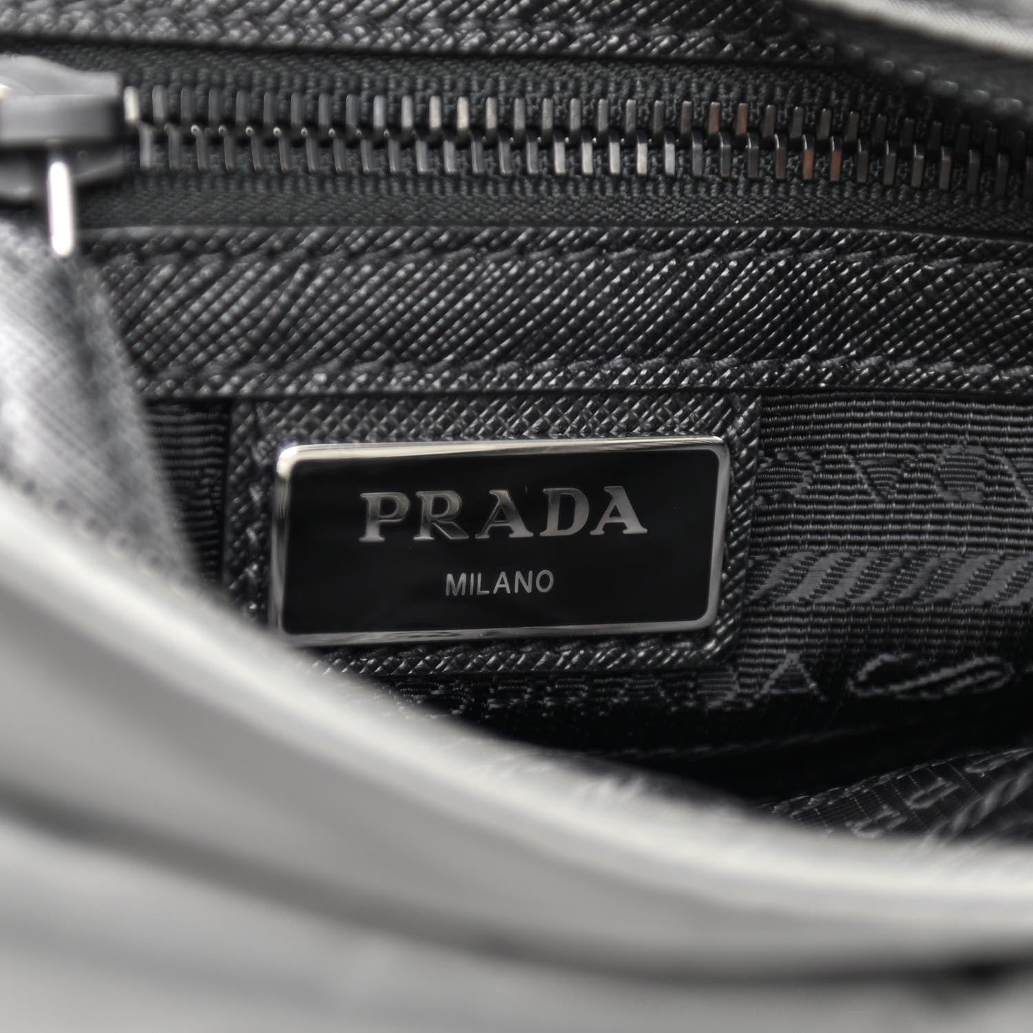 Prada Tessuto Nylon Saffiano Messenger Bag Black Grey 7 of 9