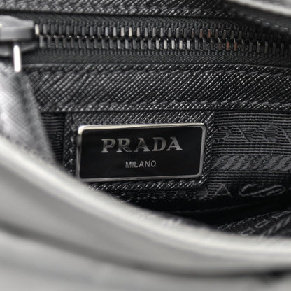 Prada Tessuto Nylon Saffiano Messenger Bag Black Grey 7 of 9