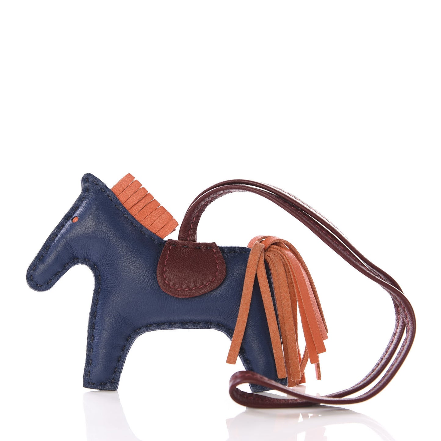 Milo Lambskin Grigri Rodeo Horse Bag Charm PM Bleu de Malte Rouge H Peony