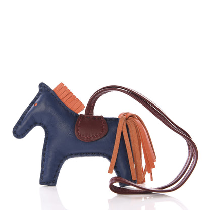 Hermes Milo Lambskin Grigri Rodeo Horse Bag Charm PM Bleu de Malte Rouge H Peony 1 of 4
