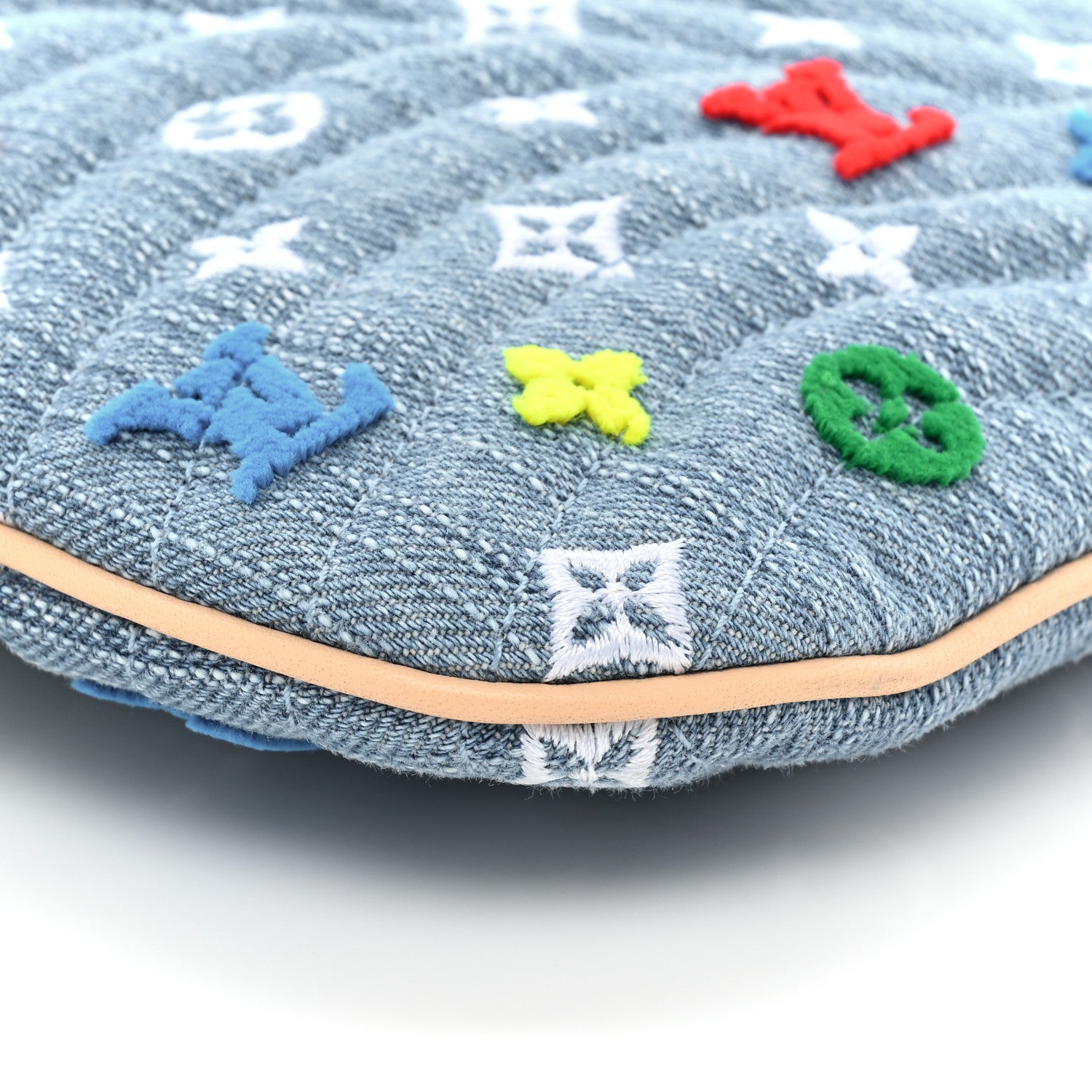 Louis Vuitton Embroidered Monogram Denim New Wave Zipped Pochette Blue 8 of 10