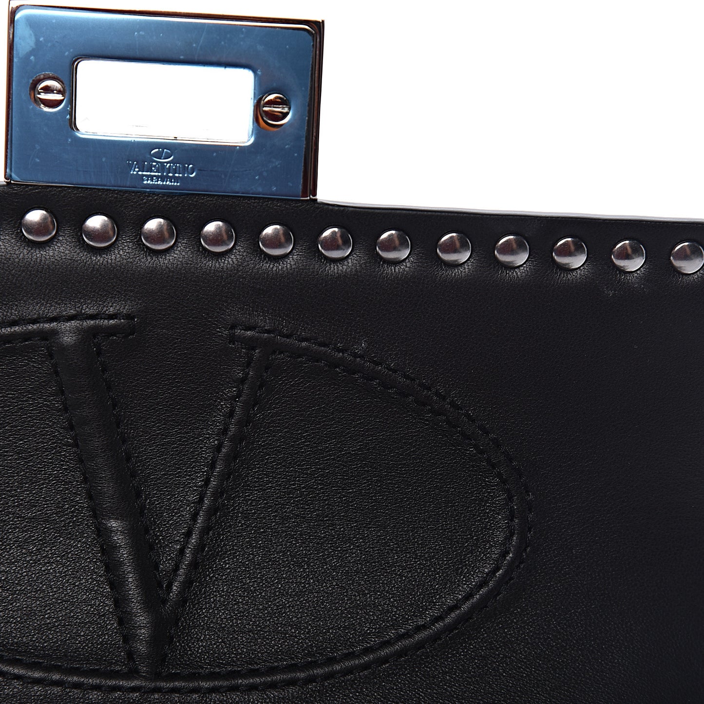 Metallic Calfskin Small Rockstud No Limit Shoulder Bag Silver