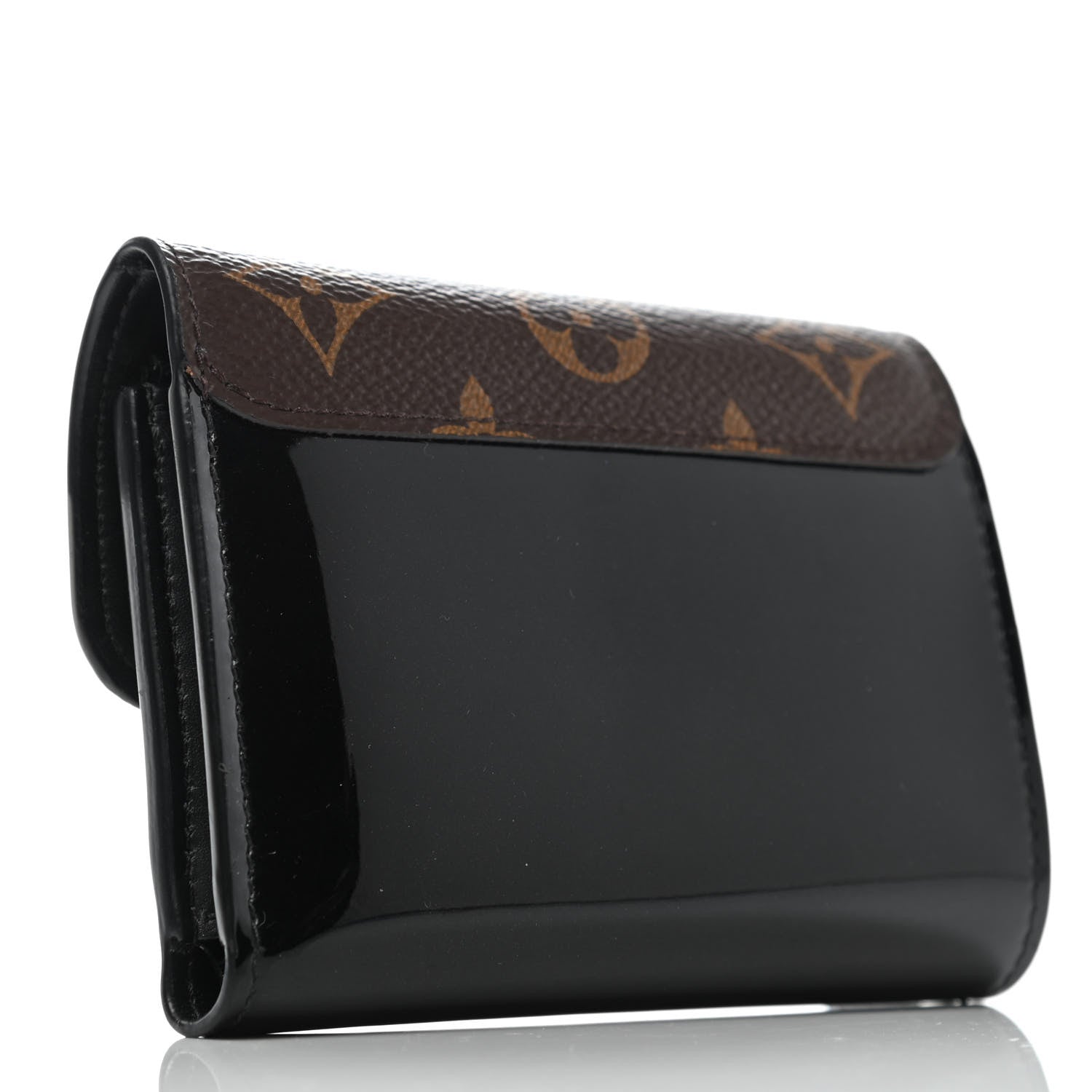 Louis Vuitton Patent Calfskin Monogram Cherrywood Compact Wallet Black 3 of 12