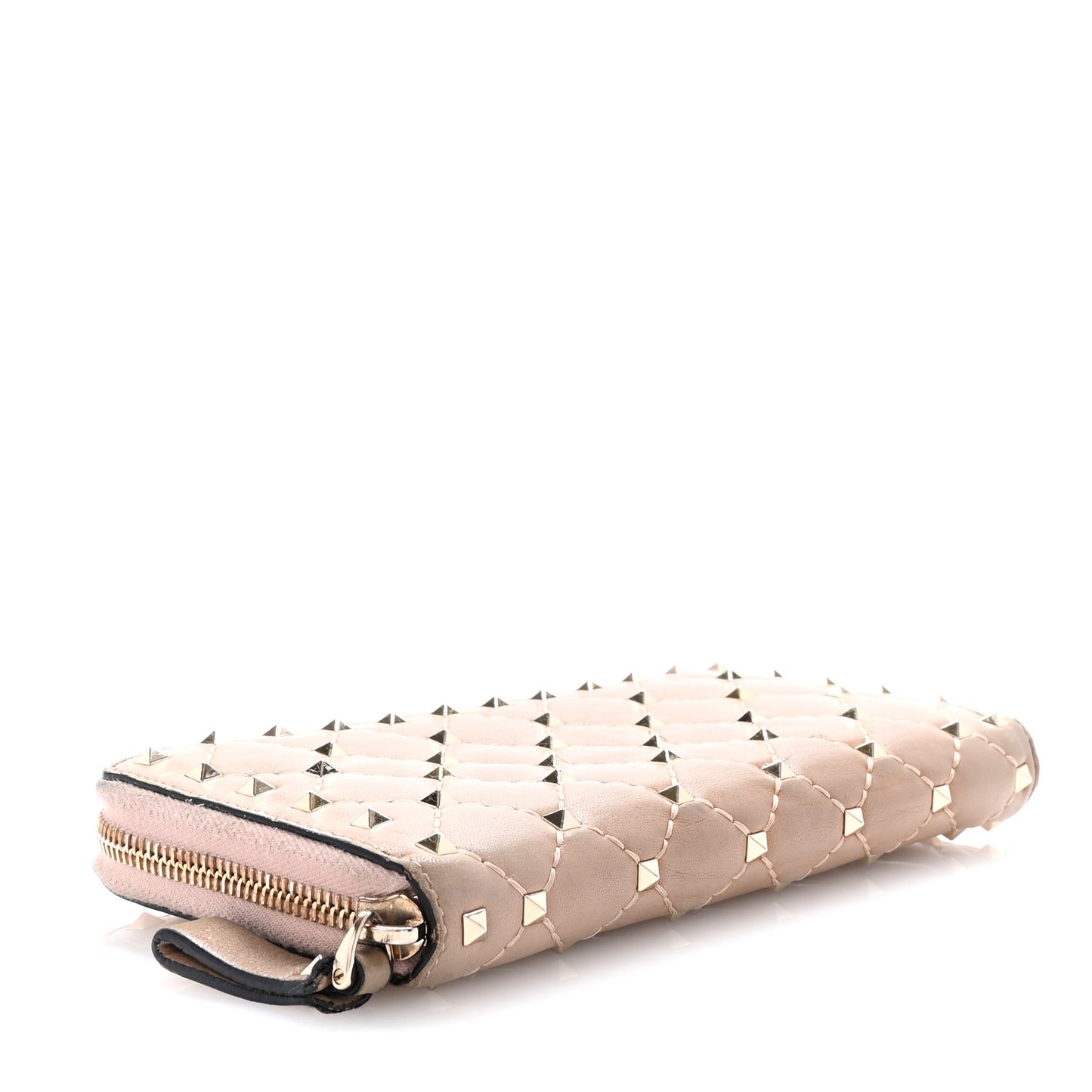 Nappa Rockstud Spike Zip Around Wallet Poudre