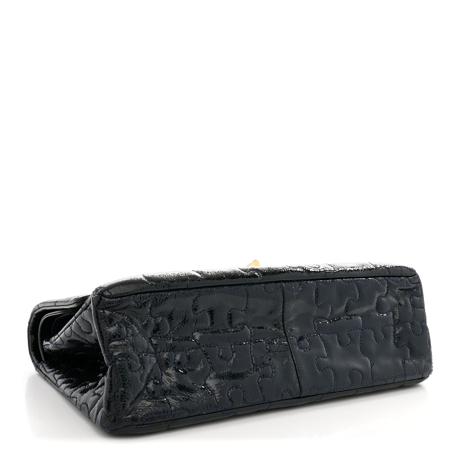 Chanel Crackled Patent Calfskin Puzzle 2.55 Reissue 226 Flap Blue 4 of 10