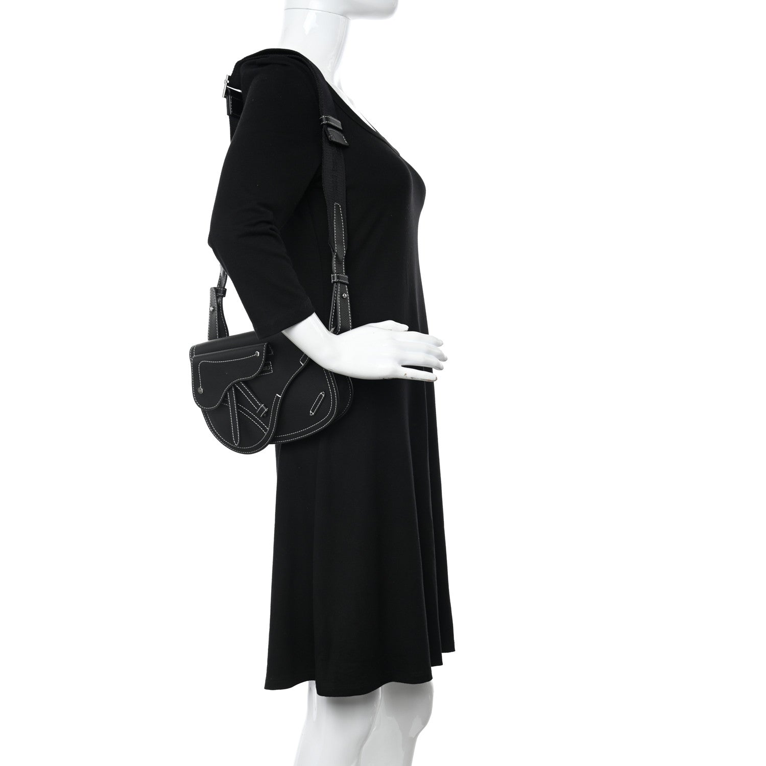 Christian Dior X KAWS Grained Calfskin Saddle Pouch Black 2 of 9