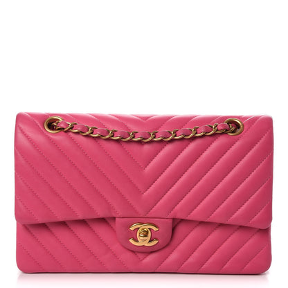 Chanel Lambskin Chevron Quilted Medium Double Flap Pink 1 of 8