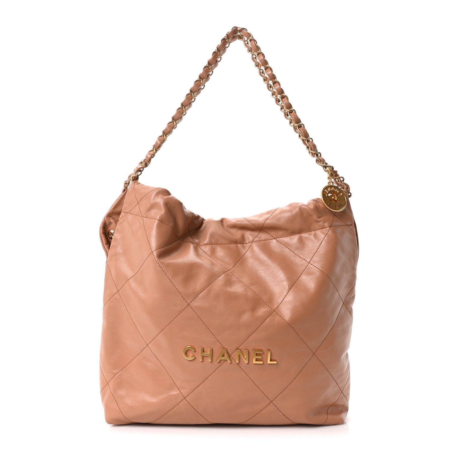 Chanel Shiny Calfskin Quilted Small Chanel 22 Beige 1 of 10