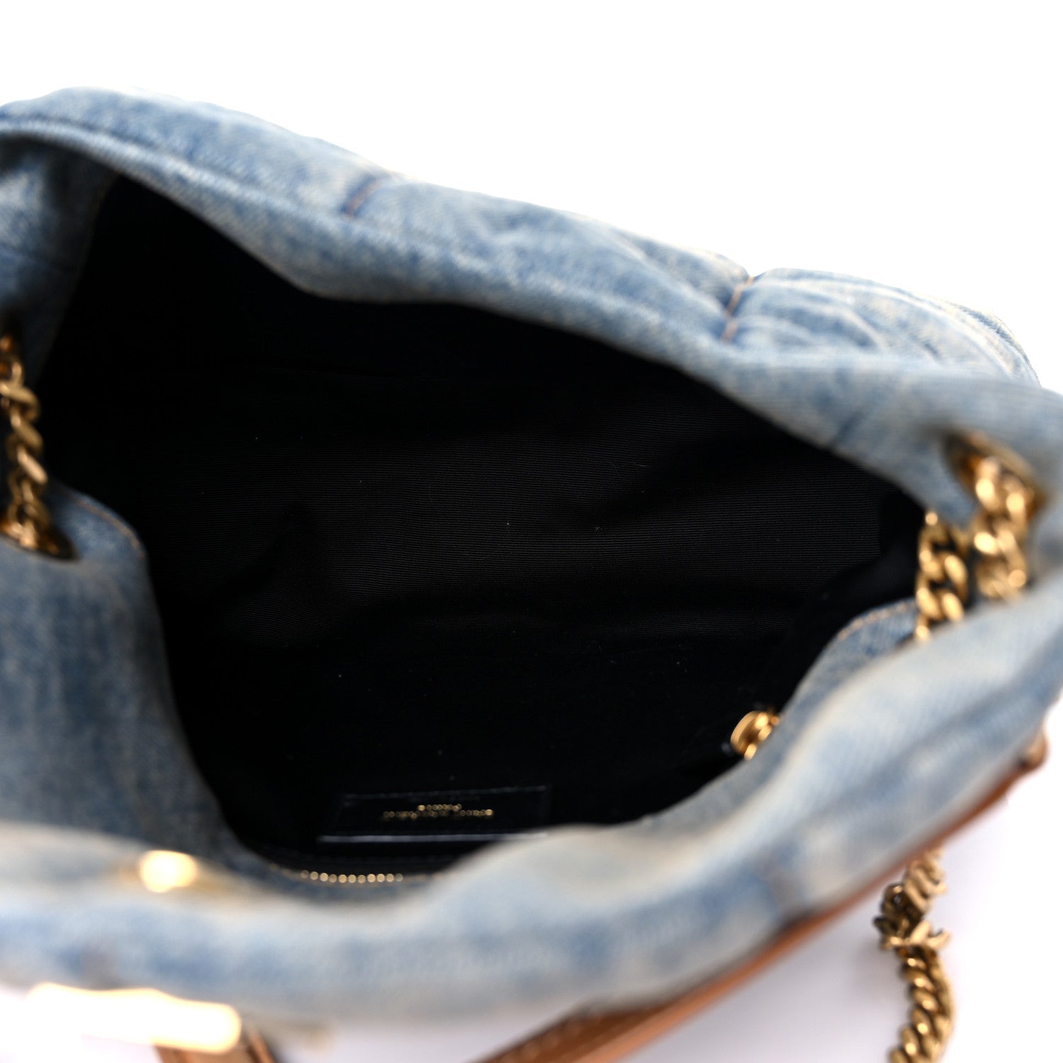 Saint Laurent Denim Quilted Small Loulou Puffer Monogram Chain Satchel Blue Cinnamon 5 of 9