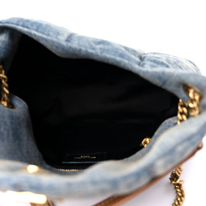 Saint Laurent Denim Quilted Small Loulou Puffer Monogram Chain Satchel Blue Cinnamon 5 of 9
