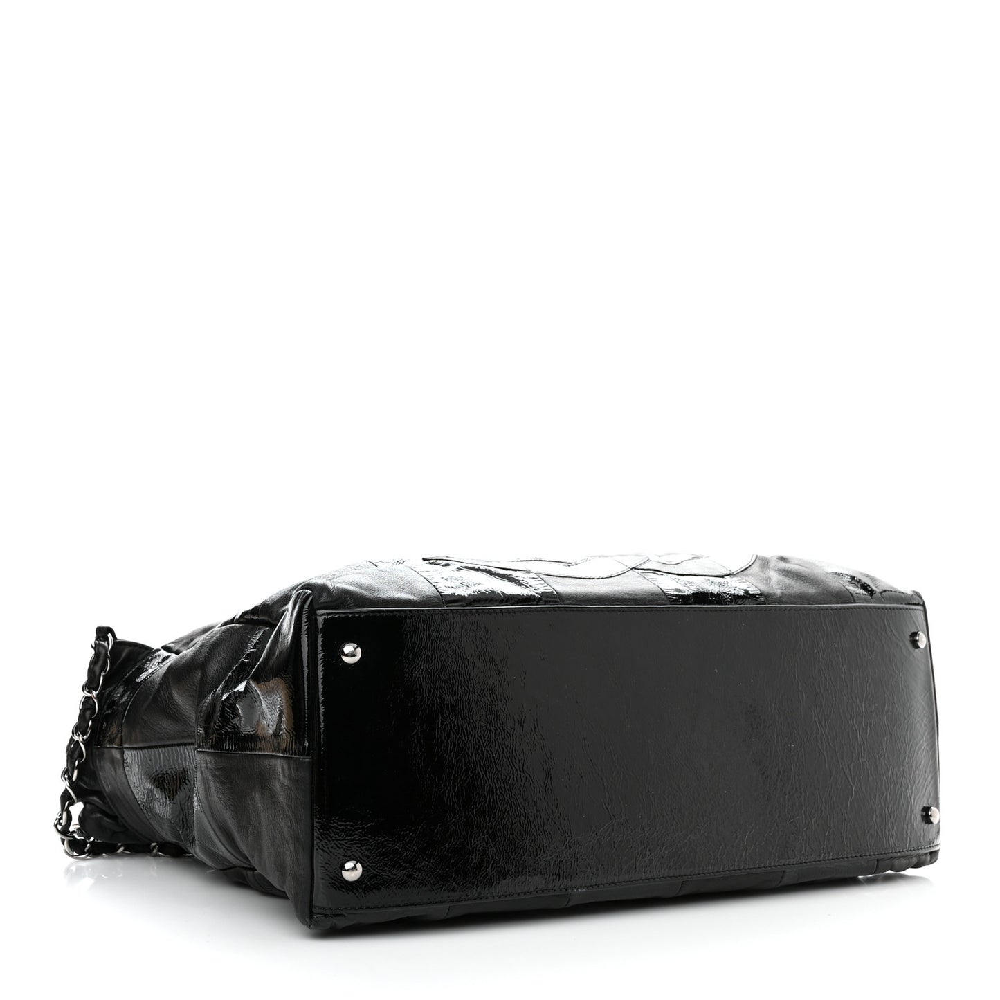 Lambskin Patent Calfskin Brooklyn Patchwork Hobo Black