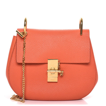 Chloe Grained Lambskin Medium Drew Shoulder Bag Orange 1 of 7