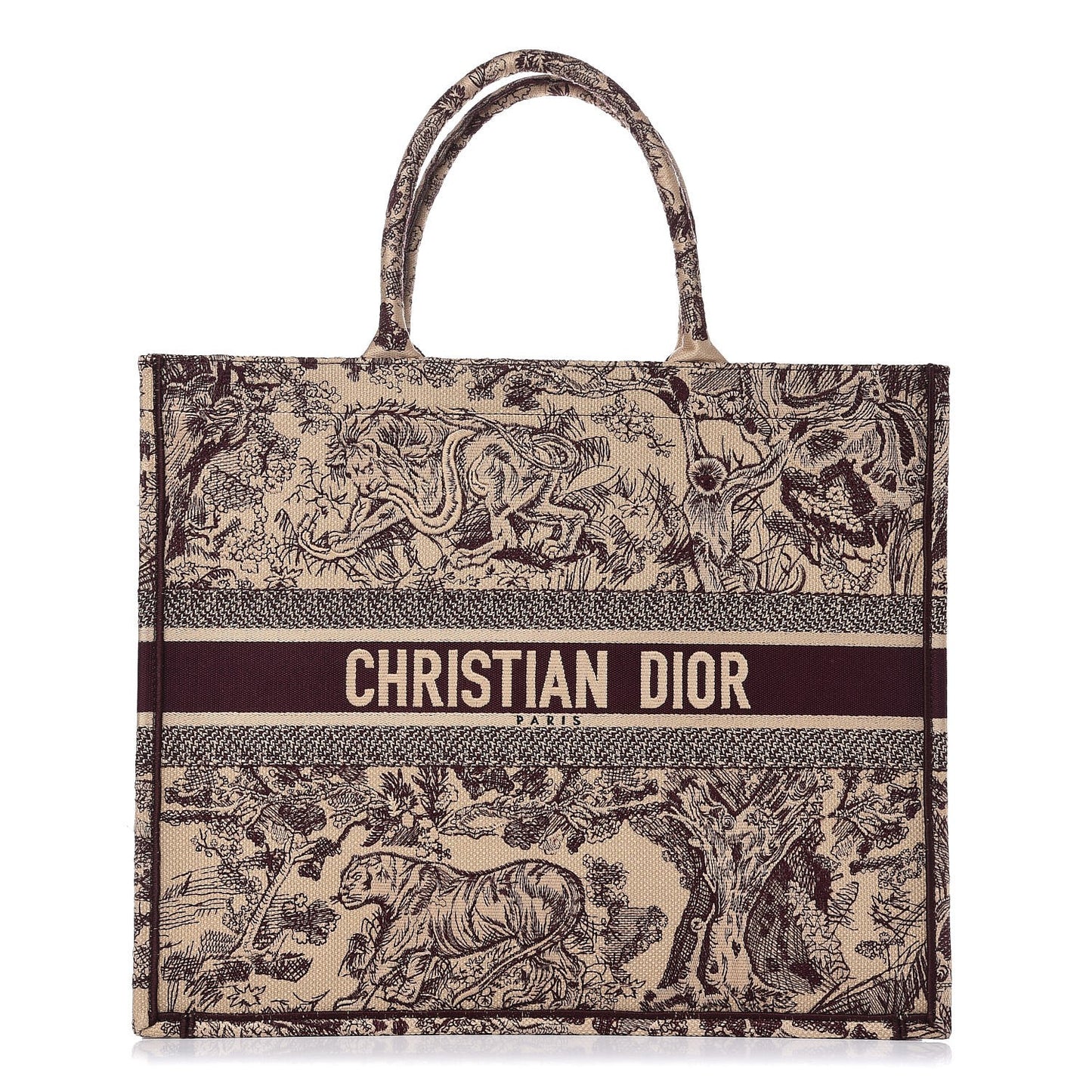Canvas Embroidered Large Dioriviera Toile De Jouy Book Tote Burgundy