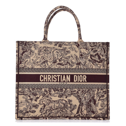 Christian Dior Canvas Embroidered Large Dioriviera Toile De Jouy Book Tote Burgundy 1 of 7