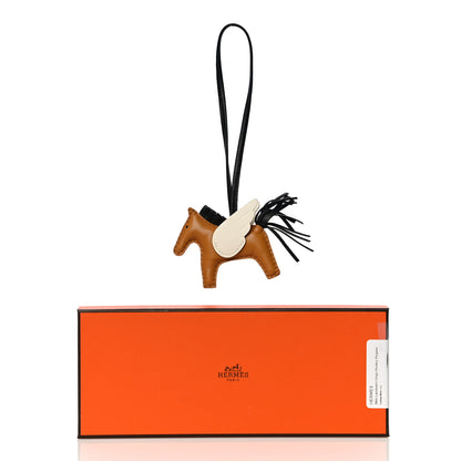 Hermes Milo Lambskin Grigri Rodeo Pegase Horse Bag Charm GM Sesame Black Nata 5 of 5