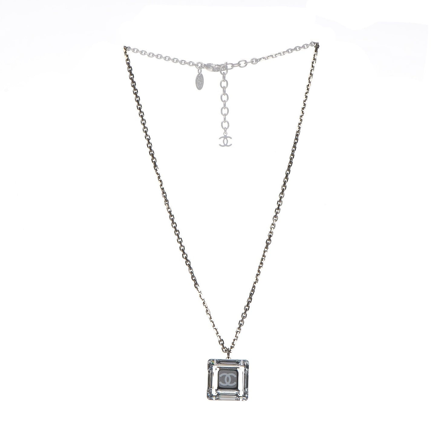Lucite CC Square Charm Necklace