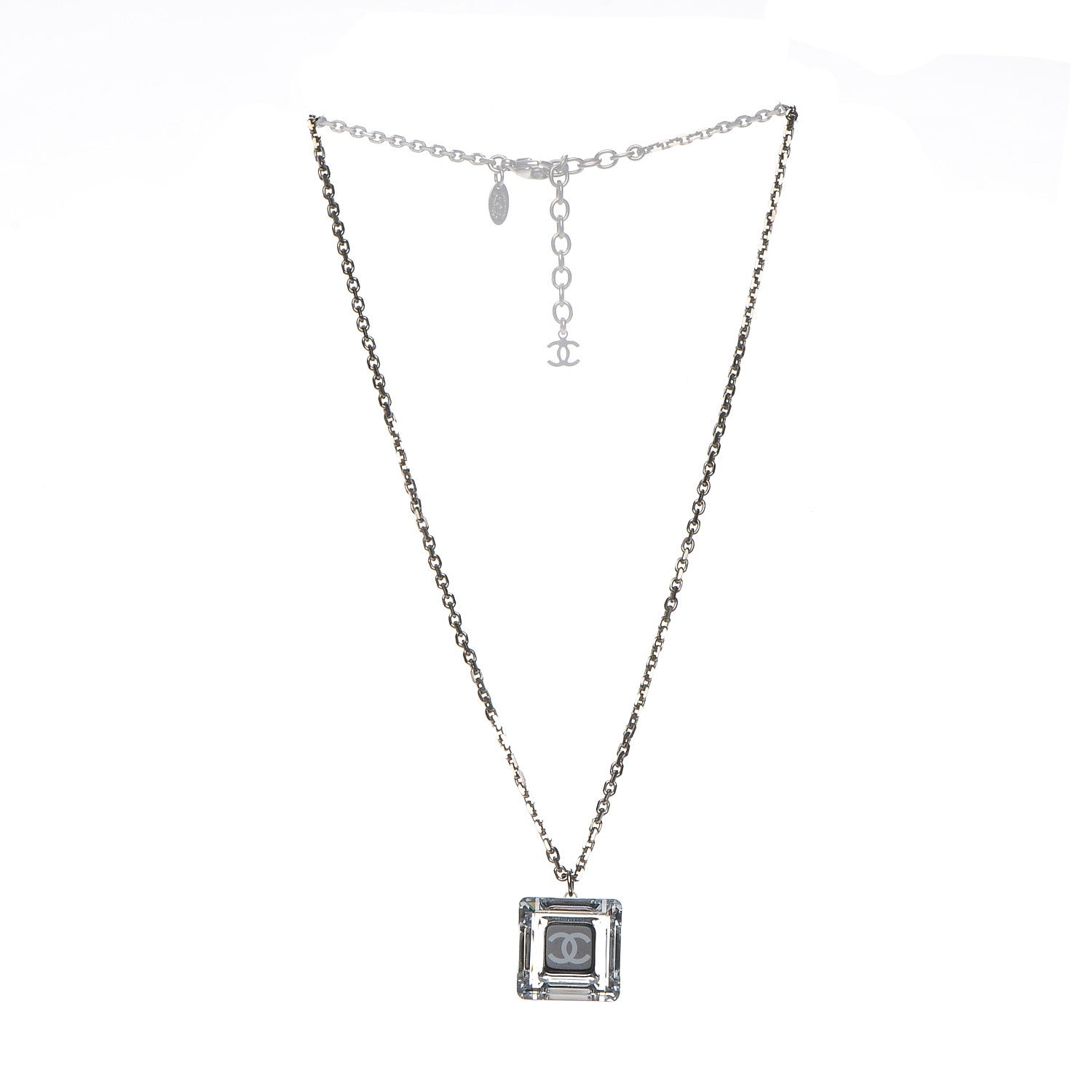 Chanel Lucite CC Square Charm Necklace 3 of 6
