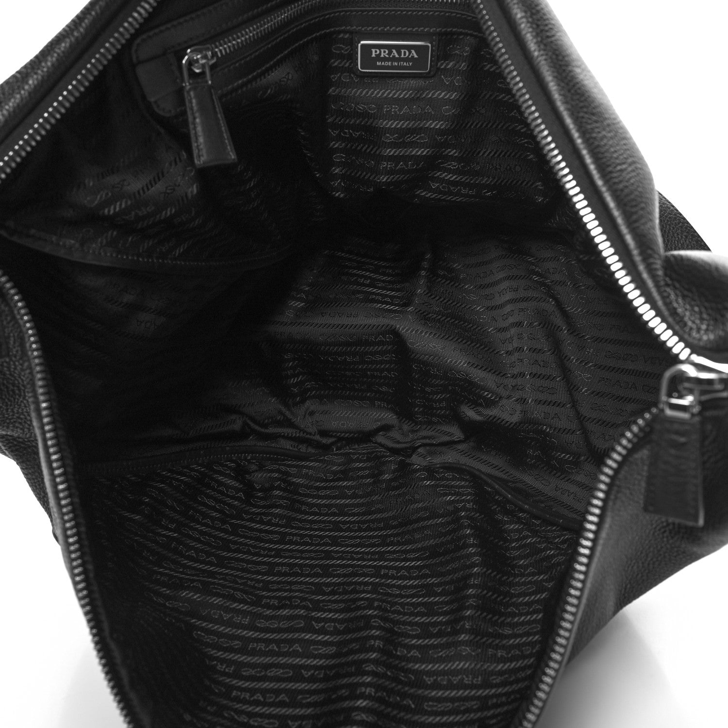Prada Vitello Daino Triangle Shoulder Bag Black 5 of 10
