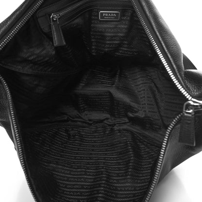 Prada Vitello Daino Triangle Shoulder Bag Black 5 of 10