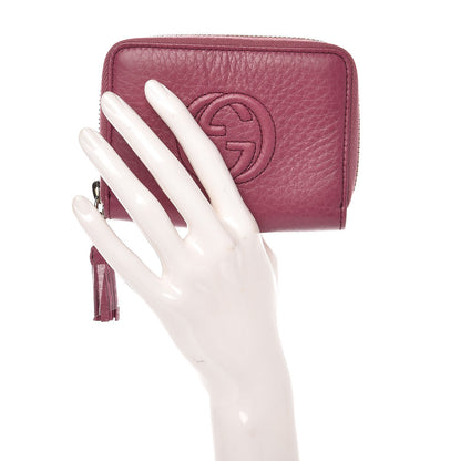 Gucci Pebbled Calfskin Soho Compact Disco Zip Around Wallet Peonia Flower 2 of 8