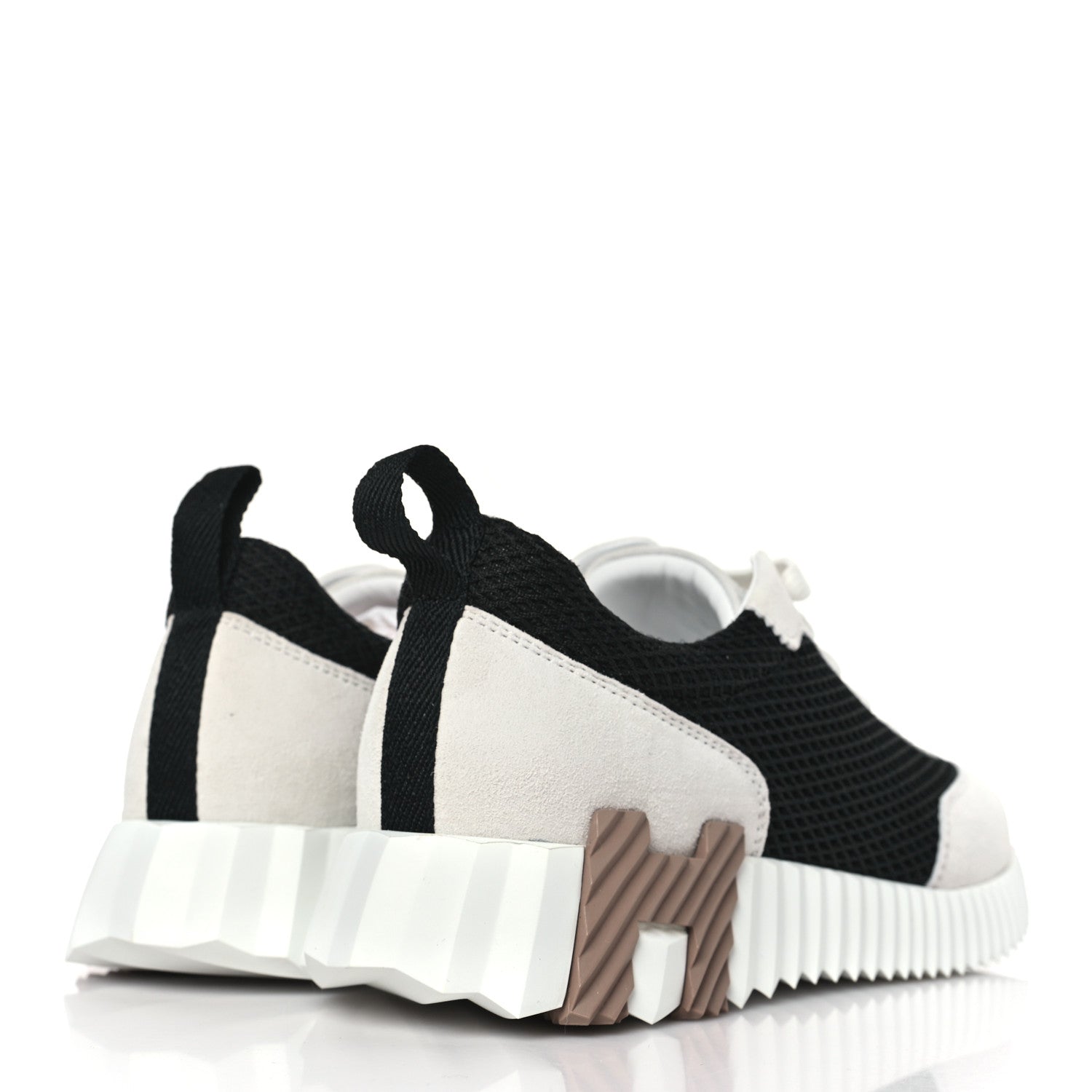 Hermes Air Mesh Suede Goatskin Bouncing Sneakers 36.5 Black White 4 of 8