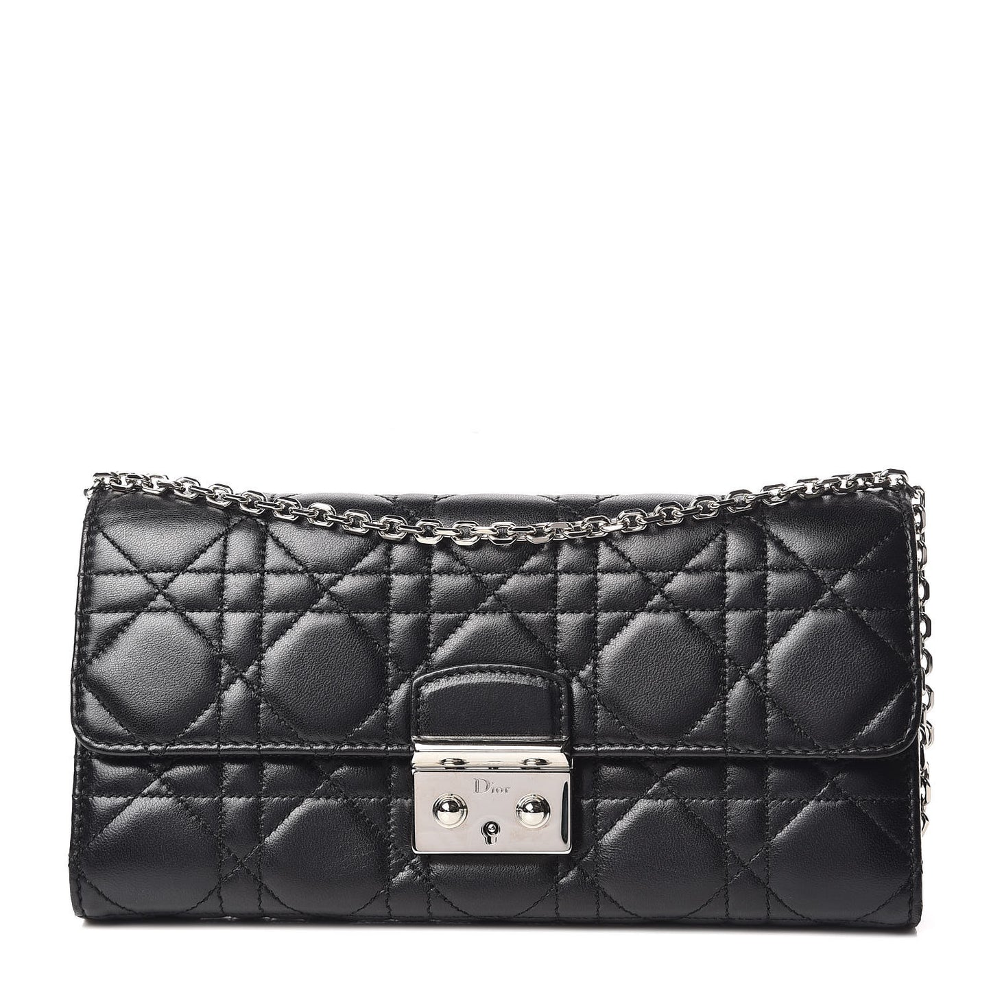 Lambskin Cannage Miss Dior Chain Wallet Black