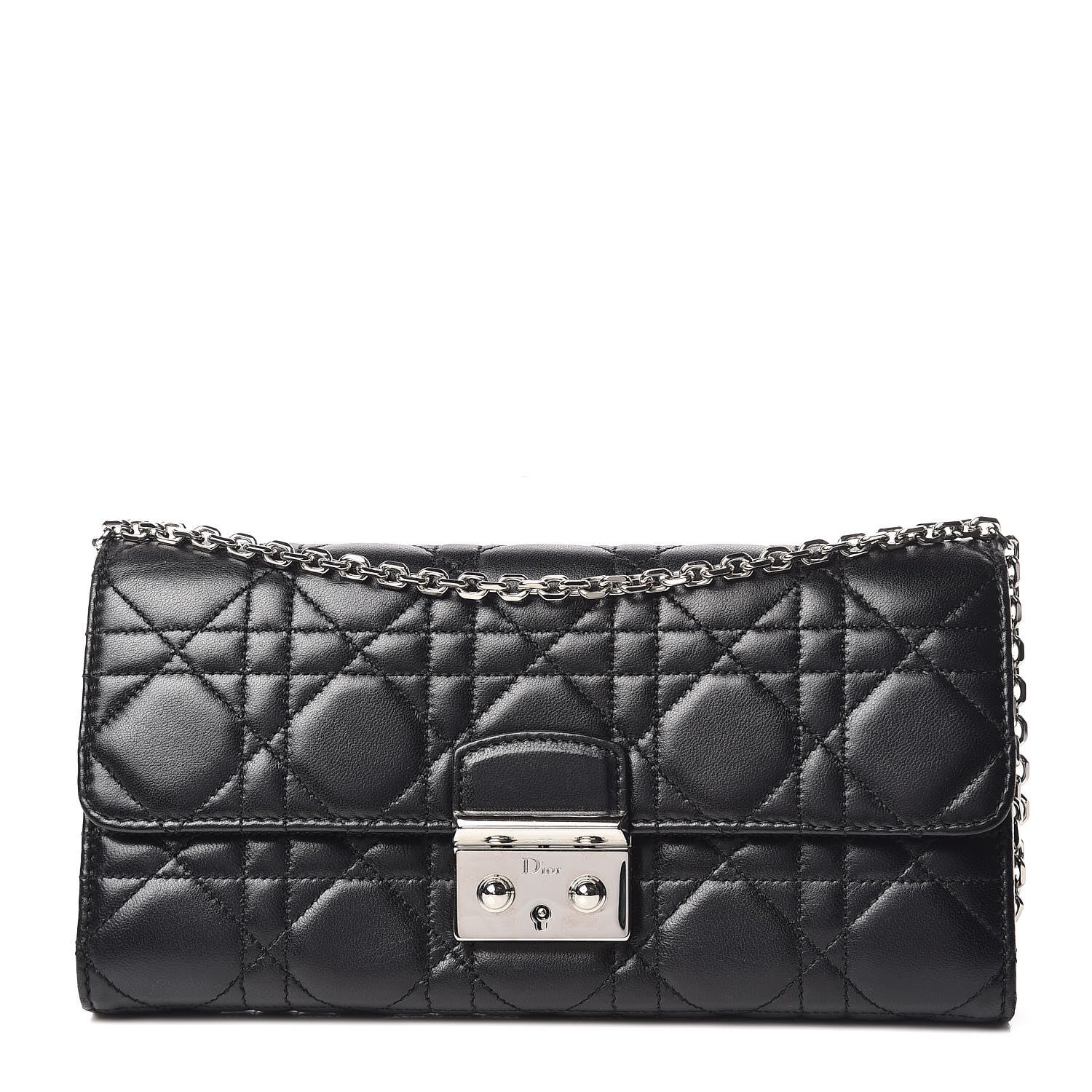 Christian Dior Lambskin Cannage Miss Dior Chain Wallet Black 1 of 10