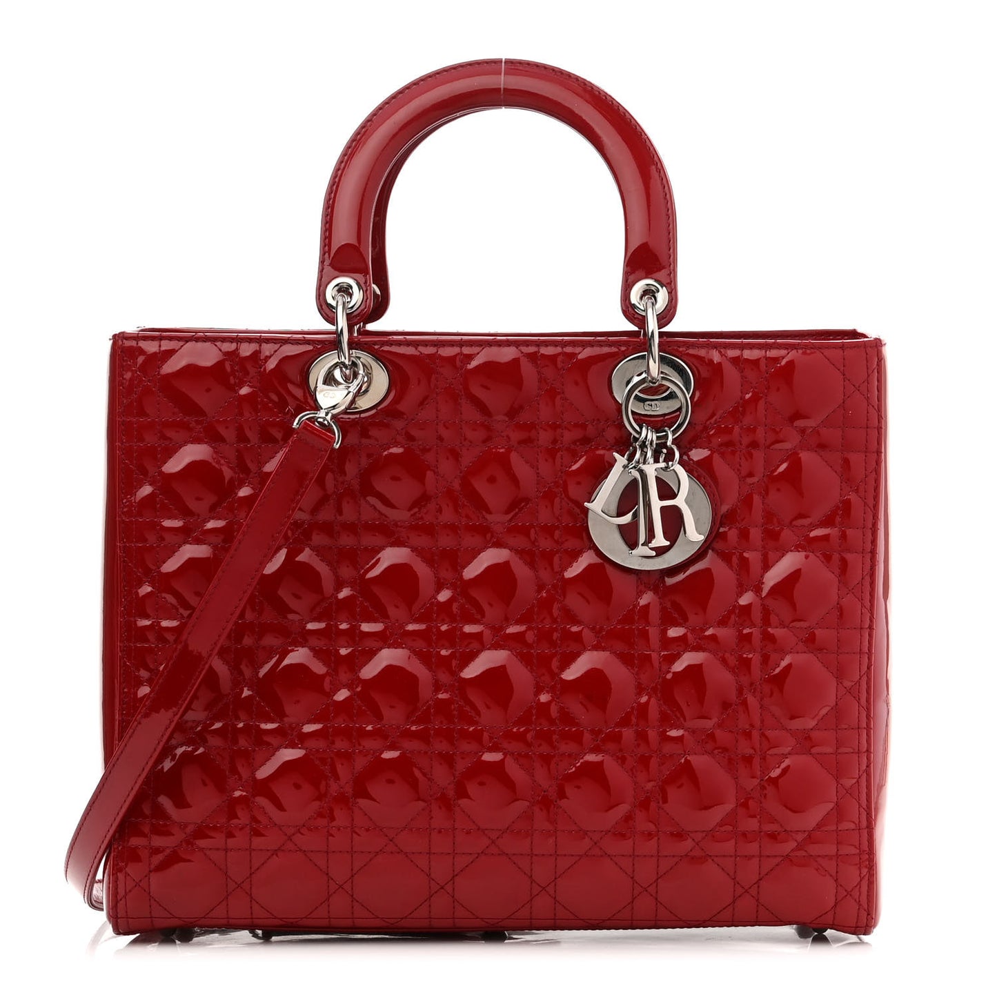 Patent Cannage Large Lady Dior Red