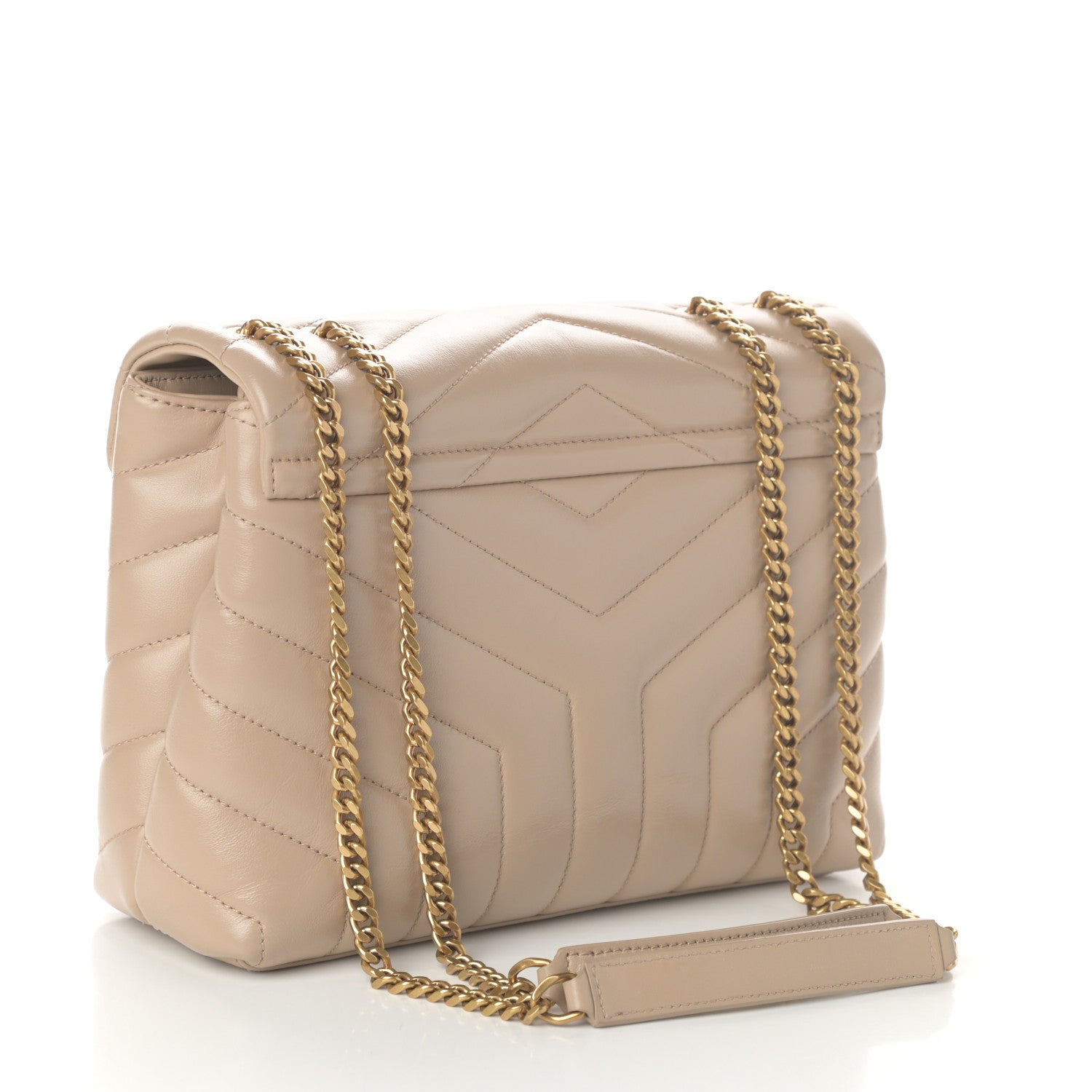 Saint Laurent Calfskin Y Quilted Monogram Small Loulou Chain Satchel Dark Beige 3 of 10