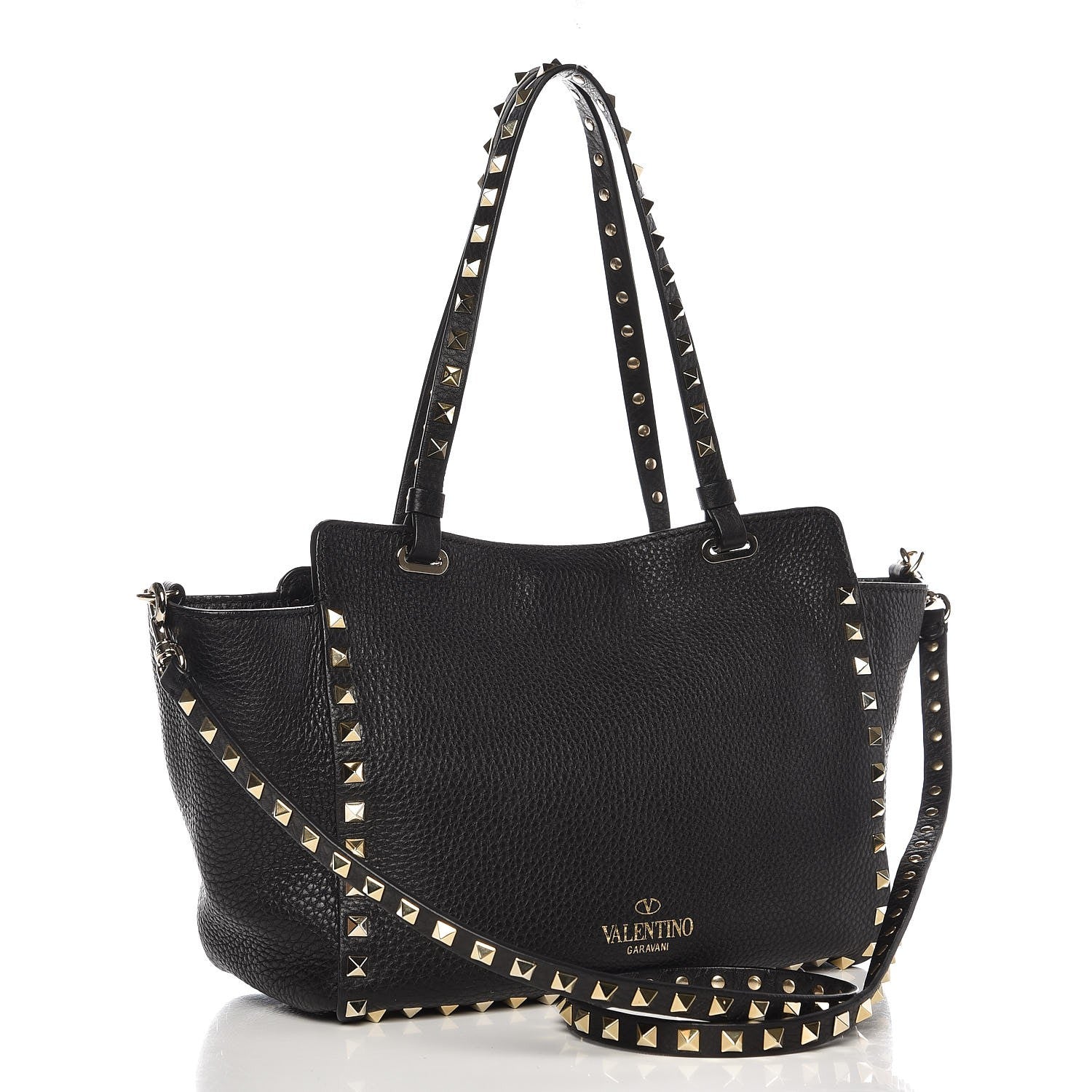 Valentino Garavani Grained Calfskin Small Rockstud Tote Black 4 of 9
