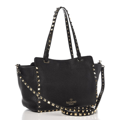Valentino Garavani Grained Calfskin Small Rockstud Tote Black 4 of 9