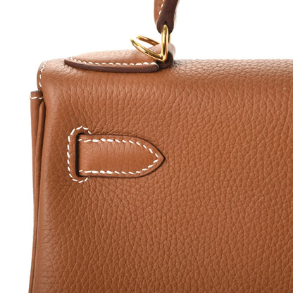 Hermes Taurillon Clemence Retourne Horseshoe Kelly 28 Gold 9 of 40