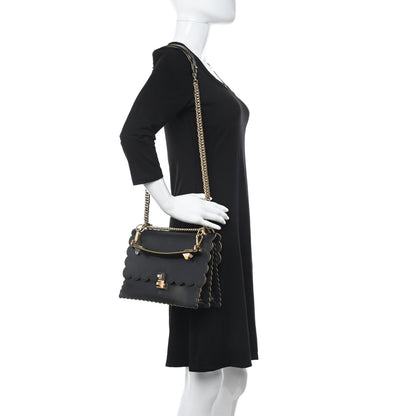 Fendi Vitello Liberty Scalloped Studded Kan I Shoulder Bag Black 3 of 16