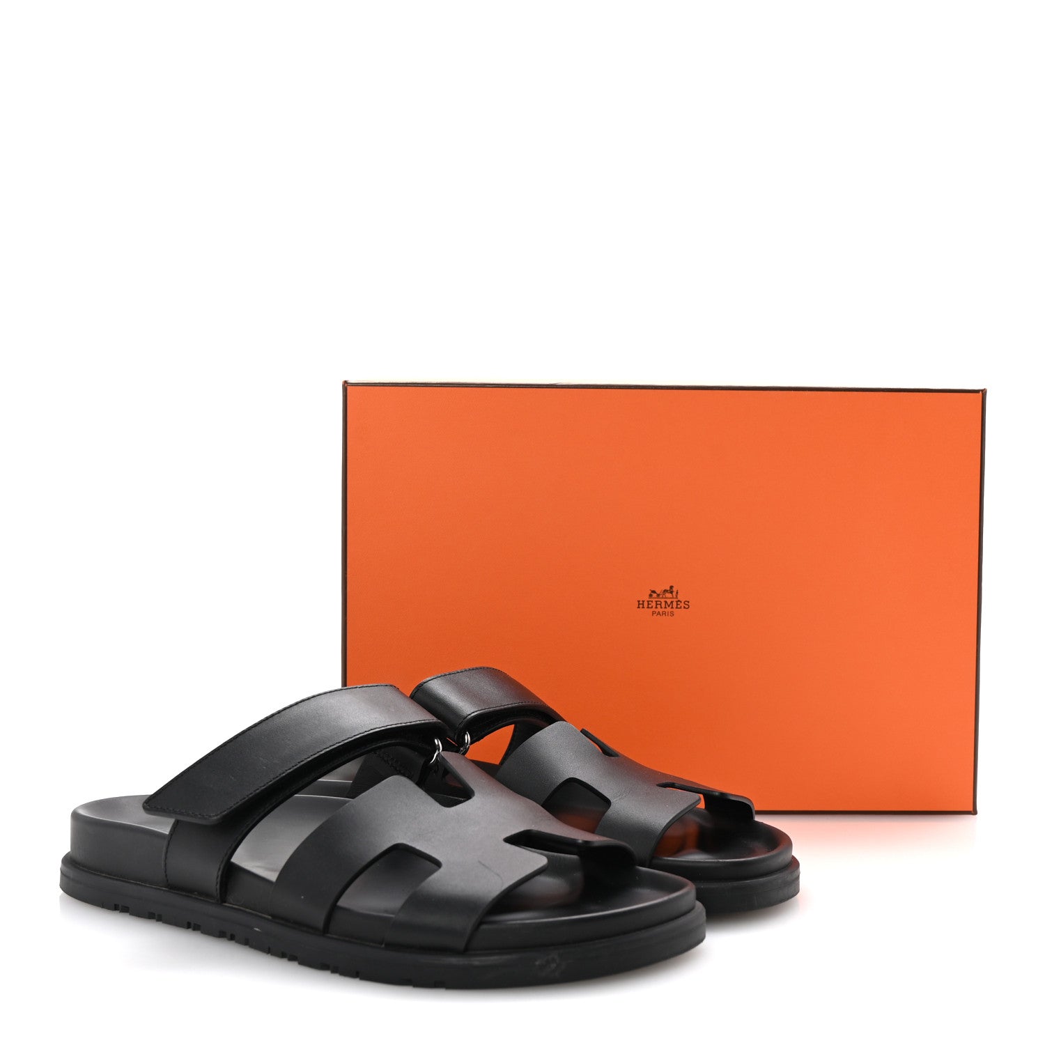 Hermes Calfskin Womens Chypre Sandals 39 Black 10 of 10