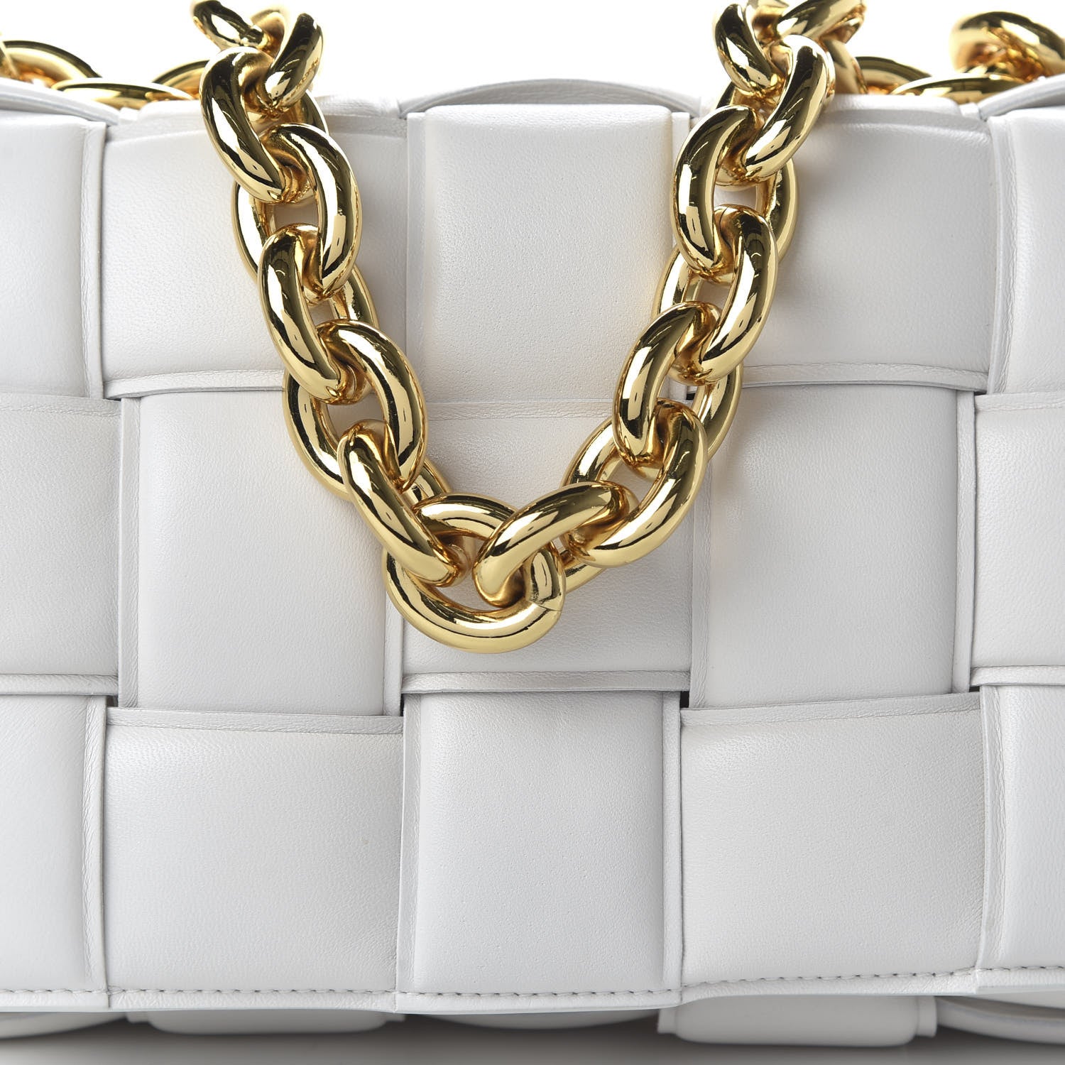 Bottega Veneta Lambskin Maxi Intreccio Padded Chain Cassette Crossbody Bag White 10 of 10