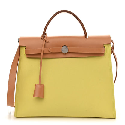Hermes Toile Vache Hunter Herbag Zip 31 PM Soufre 3 of 13