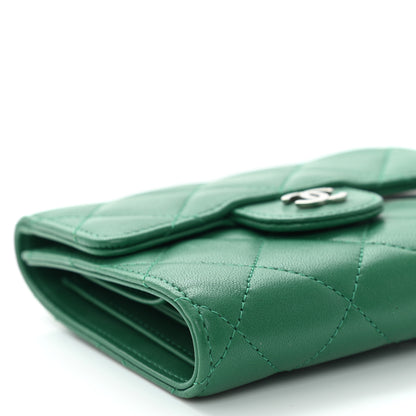 Chanel Lambskin Quilted Compact Flap Wallet Green 10 of 11