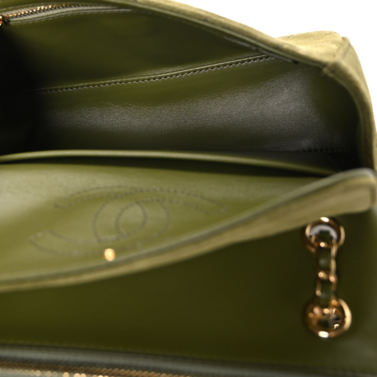 Suede Calfskin Mini Souplissimo Flap Khaki