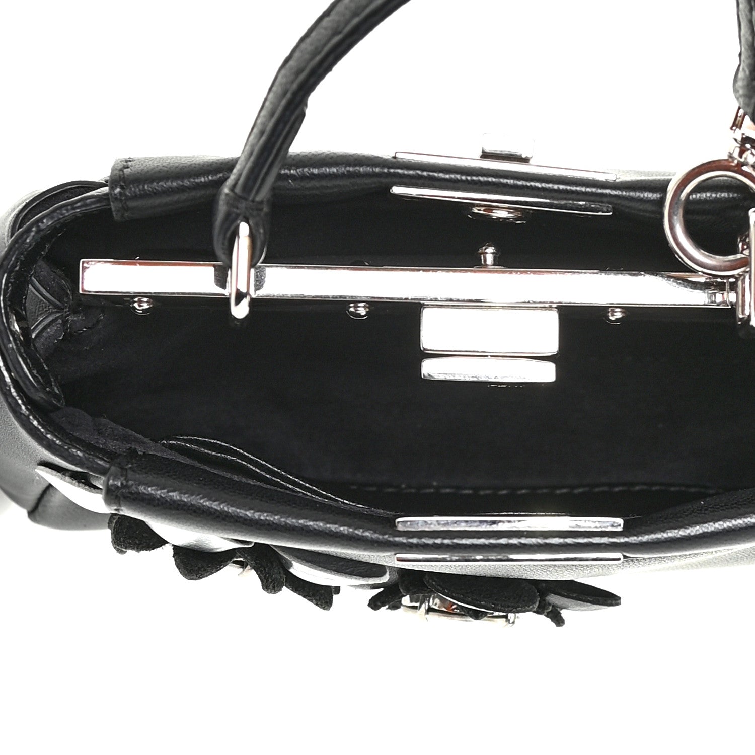 Fendi Nappa Crystal Flowerland Micro Peekaboo Iconic Satchel Black 4 of 12
