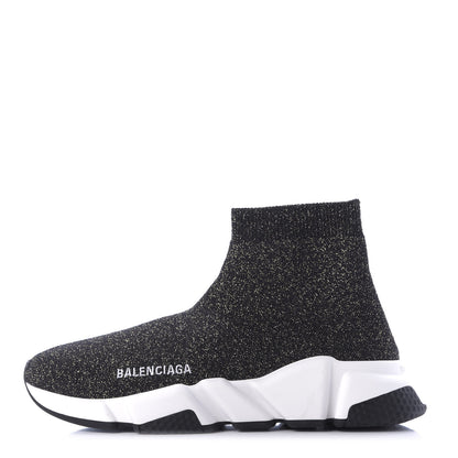 Balenciaga Knit Metal Womens Speed Sneakers 37 Black Gold 1 of 9